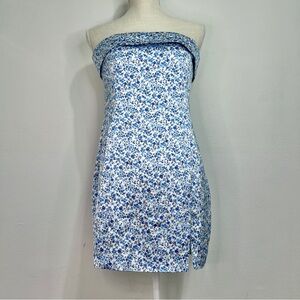 NWT Altar’d State Strapless Blue and White Floral Mini Dress